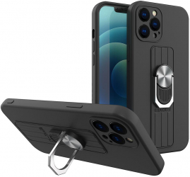 Husa Protectie pentru Samsung Galaxy A12 Nacho A127 / M12 M127 / A12 A125 Silicon Flexe Ring Grip Pro U1072 Deep Dark 