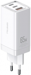 Incarcator de retea pentru telefon Fast Charge 65W 2xUSB-C si 1xUSB-A Alb 