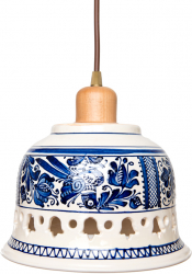 Pendul Deco Republic & Radacini - Laleaua decor albastru& E27 1x60W ceramica autentica Corund 