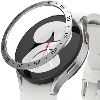 Rama pentru ceas compatibila cu Samsung Galaxy Watch 4/Watch 5 40mm Bezel Styling metal Negru-Argintiu 