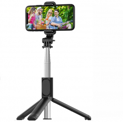 Selfie Stick Fix Bluetooth Silicon 100cm Telecomanda si trepied Z472 Negru 