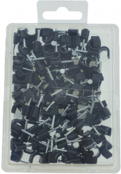Set 100 bucati cleme cablu 7mm cui de otel 18mm pentru prindere si fixare cutie depozitare Negru