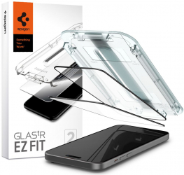 Set 2 folii de sticla rezistente la impact pentru iPhone 15 Plus Negru 
