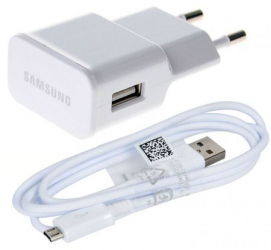 Set incarcator original Samsung priza 1xUSB cablu de date Micro USB Alb 