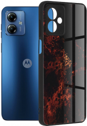 Husa Cu Grad Ridicat de Protectie pentru Motorola Moto G14 Impact Safe Y416 Hard Plastic Elegant Ruby Nebula 