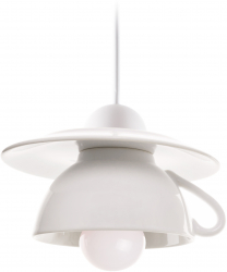 Pendul Afternoon tea E27 1x60W bol de supa + farfurie ceramica alb