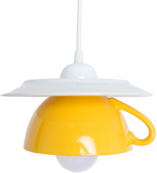 Pendul Afternoon tea E27 1x60W bol de supa + farfurie ceramica galben 