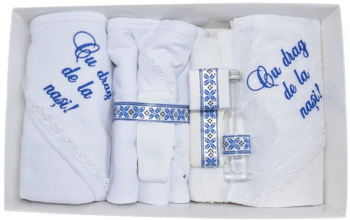 Set complet 8 piese trusou elegant pentru botez Mini Junior T300124 Alb 
