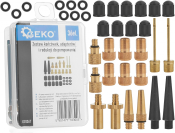 Set varfuri adaptoare si reductoare pentru umflare anvelope 36 elemente Geko G01267 