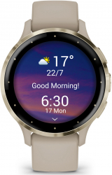 Smartwatch Garmin Venu 3S GPS Wi-Fi curea silicon French GraySoft Gold 