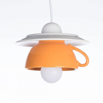 Pendul Afternoon tea E27 1x60W bol de supa + farfurie ceramica portocaliu 