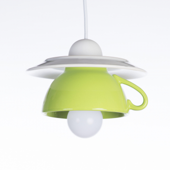 Pendul Afternoon tea E27 1x60W bol de supa + farfurie ceramica verde 