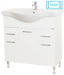 Baza si lavoar baie GN1531 - 80 cm alb cu sertare 