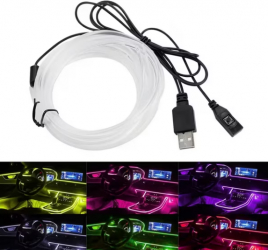 Lumini ambientale auto LED RGB conectare USB cu telecomanda pe fir 3 metri BZRSH 