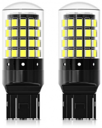 Set 2 becuri auto led T20 2 faze 54 LED compatibile Duster Logan 2 Sandero 2 lumina alb-rece 6500k BZRSH 