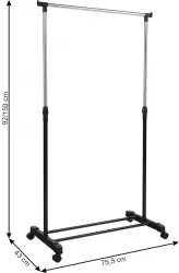 Cuier mobil inox plastic negru Dolfo 75.5x43x159 cm 