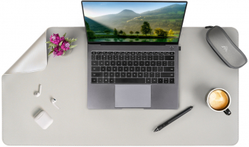 Mousepad XXL pentru protectie birou din piele pu impermeabil cu doua fete Gri/Gri 80x40cm