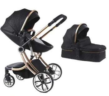 Carucior 2 in 1 reversibil reglabil cu suspensie negru 