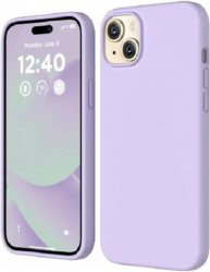 Husa silicon cu microfibra in interior pentru Iphone 15 Plus Mov 