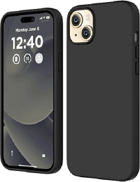 Husa silicon cu microfibra in interior pentru Iphone 15 Plus Negru 