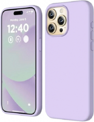 Husa silicon cu microfibra in interior pentru Iphone 15 Pro Max Mov 