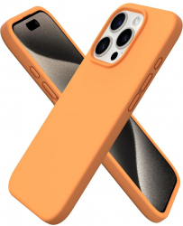 Husa silicon cu microfibra in interior pentru Iphone 15 Pro Max Portocaliu 