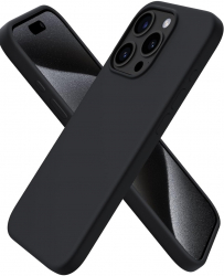 Husa silicon cu microfibra in interior pentru Iphone 15 Pro Negru 