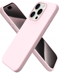 Husa silicon cu microfibra in interior pentru Iphone 15 Pro Roz 