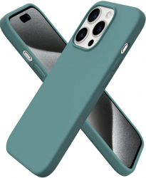 Husa silicon cu microfibra in interior pentru Iphone 15 Pro Verde Smarald 