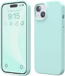 Husa siliconcu microfibra in interior pentru Iphone 15 Plus Turcoaz 