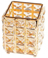 Suport pensule machiaj Luxorise Crystal Makeup Organizer Gold 