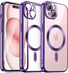 Husa silicon cu incarcare magnetica wireless pentru iphone 15 Mov 