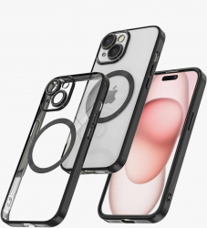 Husa silicon cu incarcare magnetica wireless pentru Iphone 15 Negru 