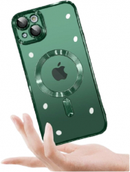 Husa silicon cu incarcare magnetica wireless pentru iphone 15 Verde 