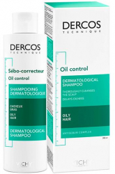 Sampon tratament sebocorector pentru scalp cu exces de sebum si par gras Vichy Dercos sebo control 200 ml