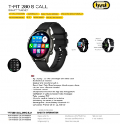 Ceas Smartwatch Trevi Italia TF280S00 carcasa metalica IP67 microfon si speaker functie apel mesaje indici sanatate sport retele sociale 