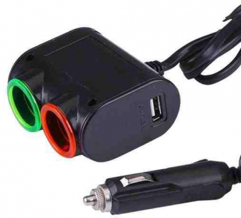 Priza bricheta 12v auto cu fir 2 prize Negru