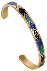 Bratara colorata 6mm THK otel inoxidabil 16 cm placata cu aur 18K Albastru Caraibe Turcoaz