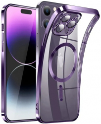 Husa silicon cu incarcare magnetica wirless Iphone 15 Pro Max Mov 