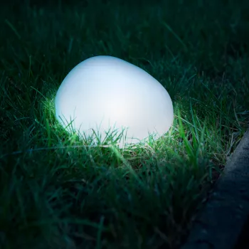 Lampa solara - forma piatra - sticla mata - 165 x 142 x 115 mm - LED alb cald 