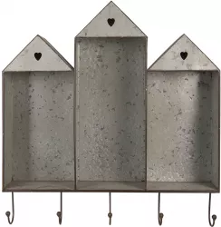 Raft perete metal gri maro 62x12x66 cm 