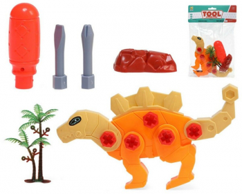 Set de indemanare cu 6 piese mari pentru insurubat si desurubat model Dinozaur Multicolor 