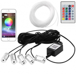 Banda auto LED RGB 6m cu 5 unitati 12V telecomanda 