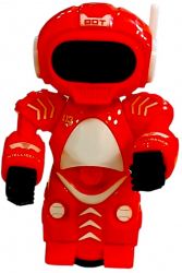 Robot spatial cu 2 roti efecte sonore si luminoase rotire 360 grade rosu 12x8x19 cm 3 ani+