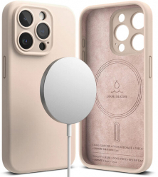 Husa pentru iPhone 15 Pro - Ringke Silicone Magnetic Pink Sand 