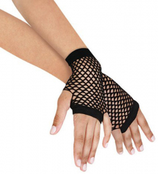 Manusi Fashion Trendy Vibes scurte si elastice cu model plasa marime uni Negru 