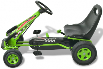 vidaX Kart cu pedale cu sezut reglabil verde 