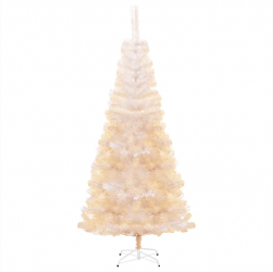 vidaXL Brad de Craciun artificial cu varfuri irizate alb 210 cm PVC 