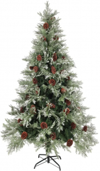 vidaXL Brad de Craciun cu conuri de pin verde/alb 195 cm PVC and PE 