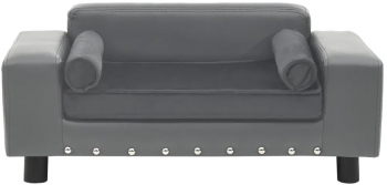 vidaXL Canapea pentru caini gri 81x43x31 cm plus and piele ecologica 